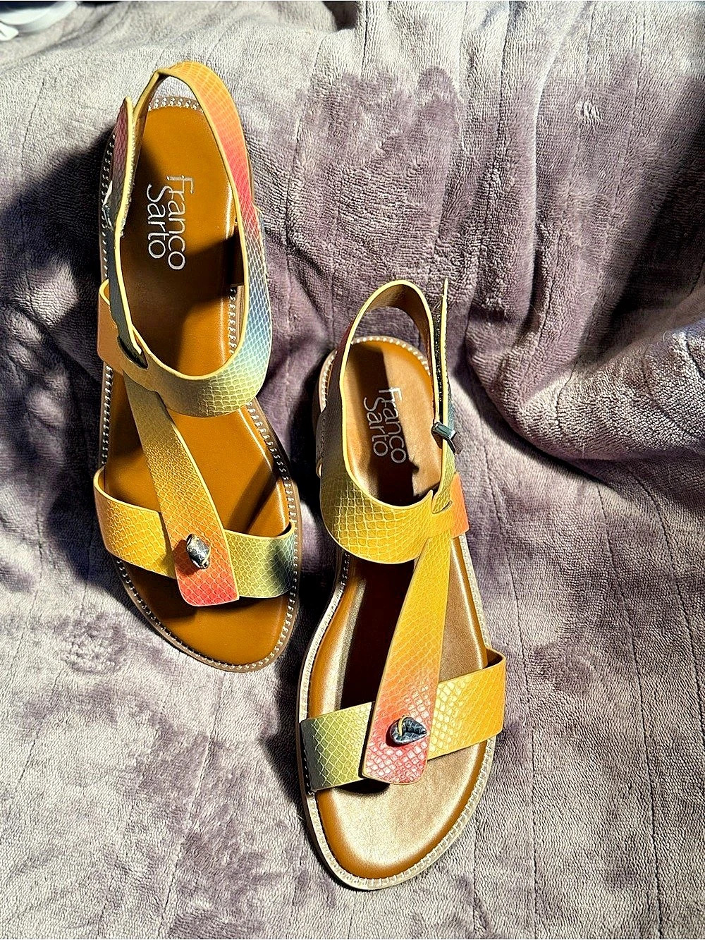 Franco Sarto Glenni Multi Snake Sandals 8.5M Multicolor w/ Box